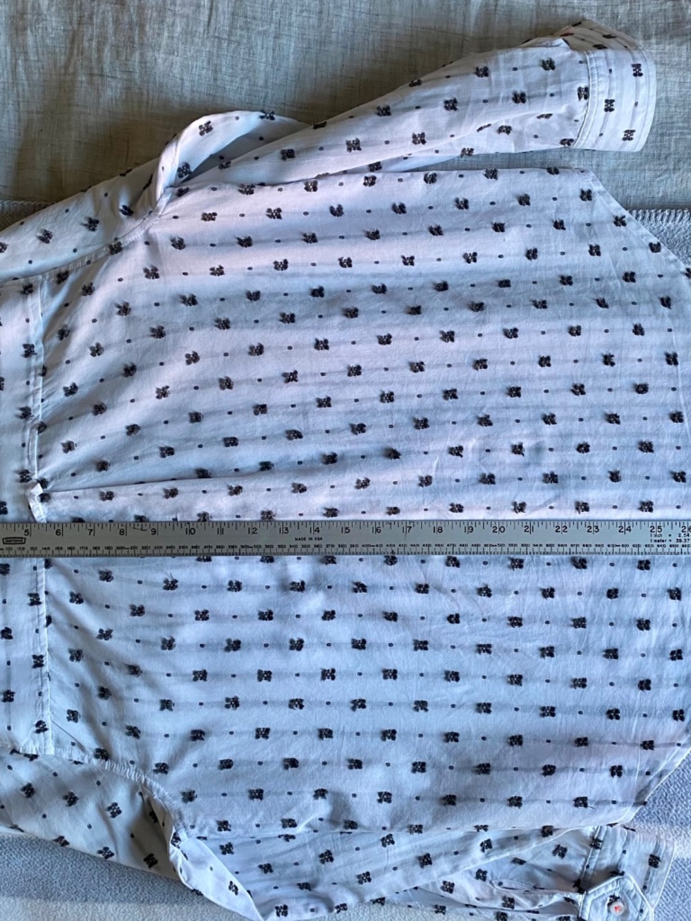 Anthropologie Maeve long sleeve white cotton w/ black clipped dots blouse Sz 12 - Picture 10 of 13